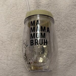 Clear Tumbler with Straw and Glitter